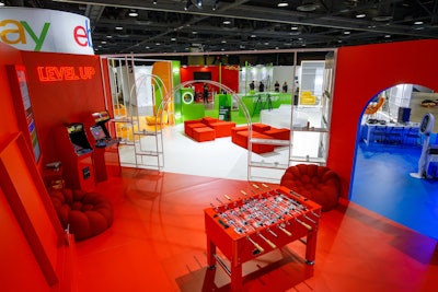 The red game room space, meanwhile, focused on the brand’s collectibles market. It featured vintage standup arcade games like Ms. Pac-Man and NBA Jam.