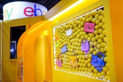 An aquarium-like ball bit was filled with luxury handbags and mounted on the wall. Davis described the office space as “delightfully unexpected.” “Luxury handbags, watches, and accessories took over a luxe office desk, a fish tank, and bookshelves, turning unexpected places into opulent, Instagrammable moments,” he said.