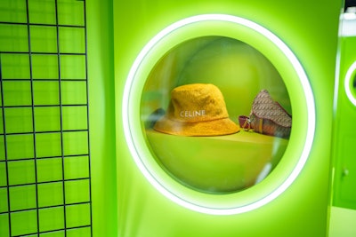 Bespoke faux washers lined with LED lights doubled as display cases for streetwear products.