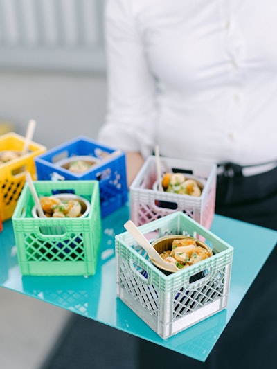 ...and these passed trays with mini milk cartons. See more: This Corporate Event Has All the '90s Decor Inspo You Need