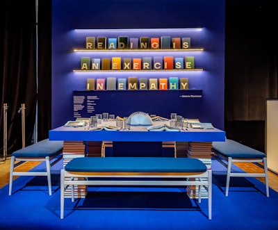 And at DIFFA's 2019 Dining by Design fundraiser, Novità Communications partnered with design studio Maiarelli Studio to create an installation that aimed to connect reading with the feeling of empathy. Instead of plates, open, overturned books, each covering the topic of AIDS, occupied the place settings, and stacks of books served as table legs. See more: 18 Dining and Tabletop Ideas From Diffa's 2019 Dining by Design