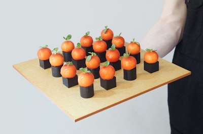 More plant-based food options like these tomato hors d’oeuvres from Pinch will appear on menus in 2024.