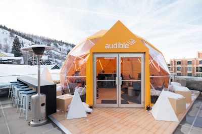 Audible’s outdoor patio featured a heated yurt.