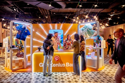 At Pinterest’s Gen-Zenius bar, guests were encouraged to explore how Gen Z inspired the company’s latest shoppable features like Collages. (The technology automatically detects objects in scenes so you can cut out any image and arrange, size, and layer cutouts together like old-school magazine collages.) 'Gen Z is our fastest-growing audience,' said Seán Doyle, director of experiential marketing for Pinterest, in an on-site interview with BizBash. 'We wanted to bring that audience to life, and the heart of our activation this year is the Gen-Zenius bar, with this prime position in the archway as you come in. This is an opportunity for our clients and visitors to our events to come and learn about what's driving this momentum at Pinterest.'