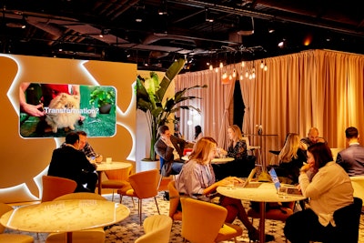 After last year, the Pinterest team realized its CES activation needed more space for entertaining clients and hosting meetings—cue this area in the back filled with comfy seating, snacks, and plenty of tables.