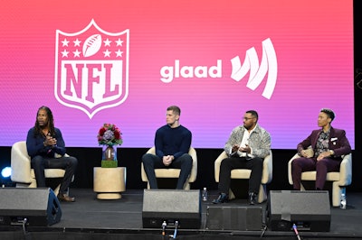 The panel featured veteran pass rusher Carl Nassib, the NFL's first openly gay player to play in a regular-season game, along with trailblazer and NFL replay assistant Desiree Abrams and Kevin Maxen, the first out male NFL coach.