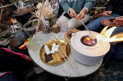 Activations inside the igloos included mini fire pits for s'mores making.