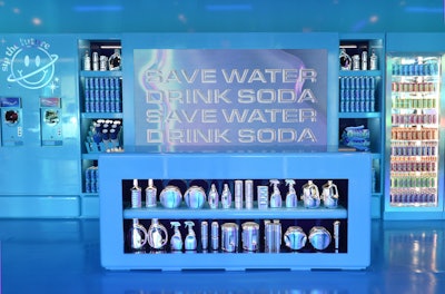 The space featured taglines like “save water, drink soda” and “the future served fresh, daily.”