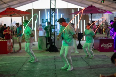 LED jump-ropers entertained the crowd inside the North Tent.
