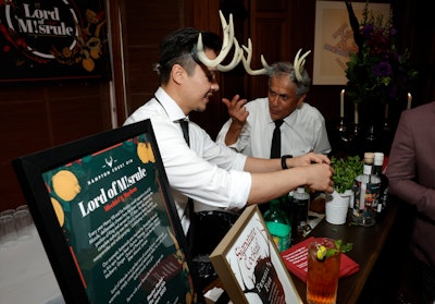 Each themed room had a unique signature cocktail; throughout the space, guests enjoyed a selection of specialty drinks from Ridgeview English sparkling wine, Hampton Court handcrafted gin and rum, and Nc'nean whiskey. The event was co-hosted alongside the GREAT Britain & Northern Ireland 'see things differently' campaign, BAFTA, and the British Film Commission, and supported by Visit Britain.
