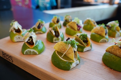 Co-host Melba Wilson cooked up mini oxtail tacos served on halved limes.