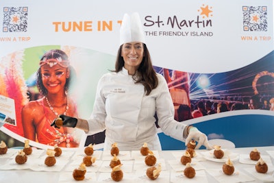 Over three days, award-winning St. Martin executive chef Laura Antonelli cooked and served more than 6,000 sweet potato croquettes with chili mascarpone and yuca chips.