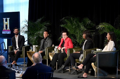 Michael Phelps, Apolo Ohno, Venus Williams, and Allyson Felix appeared on a panel session discussing the impact of the Olympics with moderator Billie Jean King.
