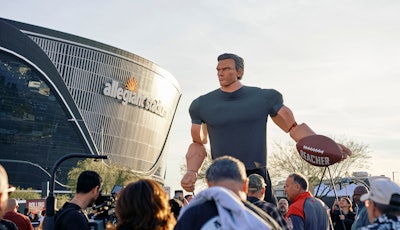 To celebrate the new season of Prime Video's original series Reacher, Little Cinema brought a 15-foot action figure of the title character to Las Vegas' Allegiant Stadium during Thursday Night Football last December.