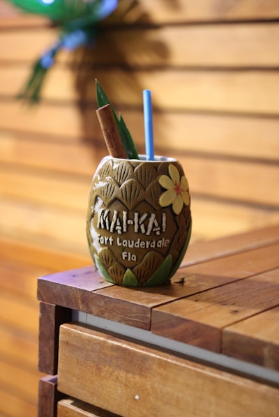 Mai-Kai, an iconic Fort Lauderdale restaurant that's currently under renovation, still showed up to the party and presented its Gula Melaka Swizzle cocktail to judges in a branded tiki cup.