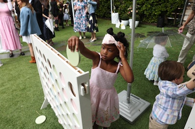 Kid-friendly lawn games included life-size Connect 4.