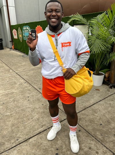 Staffers were dressed up like camp counselors, and comedian Jay Chandrasekhar was on the scene competing in hot dog-eating and beer-chugging contests with fans.