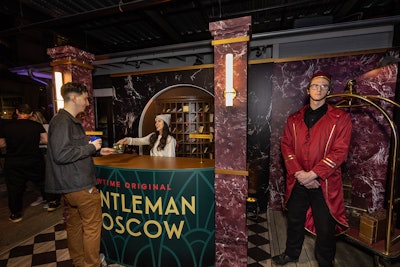 There was a hotel check-in desk setup for one of its new shows, Gentleman in Moscow, where guests were given a key and told to speak to the bellboy—who told them to go to the bar with their key to get a secret free drink.