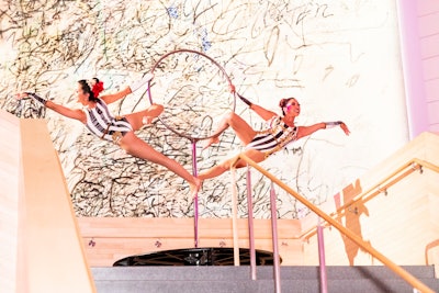 Aerial acrobats performed for guests during the reception.
