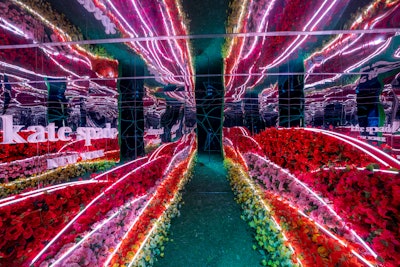 Global fashion brand Kate Spade New York was another sponsor. The brand hosted an immersive, technicolor infinity room, where an explosion of florals was set against a rolling spring landscape in a mirrored installation.