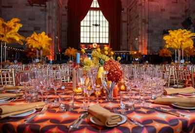 The menu included cold lobster with haricots verts, sliced wagyu strip loin steak, and Broccolini tied with leeks and potato Anna. Dessert was served during the dance party. “We want people to be able to get up from their tables so they can mingle, network, and dance,” Boroff said.