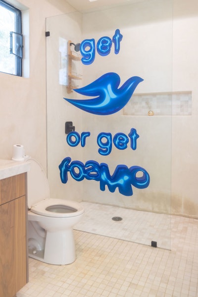 At Gallery House, sponsor Dove activated in the bathroom with a clever 'Get Dove or get foamo' photo op on the shower door.