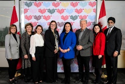Canadian tourism and hospitality leaders—including Destination Canada President and CEO Marsha Walden, pictured fourth from left—celebrate the launch of Destination Canada's International Convention Attraction Fund.