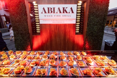 Seminole Hard Rock Hotel & Casino’s Abiaka Wood Fire Grill prepared succulent grilled shrimp with warm tomatoes.
