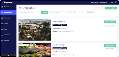 'Today, Reposite bridges the gap between group meeting and event planners and suppliers, giving them access to productivity tools and an extensive network of over 35,000 vendors,' explains Berube.