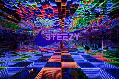 Inside the shoe box, the immersive experience—inspired by STEEZY's decadelong commitment to dance—provided performers and dancers with a colorful, infinity room-like setting for self-expression and content creation.