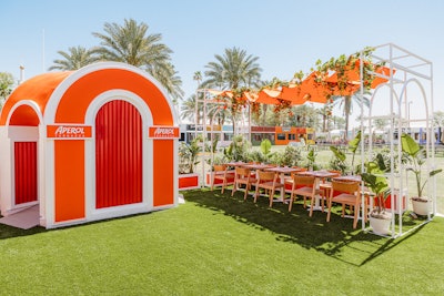 Inspired by the original Terrazza Aperol in Venice, Italy, the activation had a VIP space that hosted guests (who had pre-reserved their spots) for culinary experiences during golden hour each day. Guests entered the space through the Grand Archway, which was inspired by contemporary Venetian architecture.