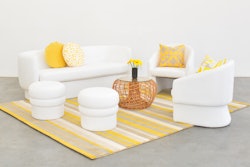 'Their inventory is stunning; their team in office and at load-in are always polite and patient; and they just stand apart from any other rental company we’ve worked with,' said Kapture Vision CEO Nilo G. Low of her preferred rental partner, Taylor Creative Inc. Pictured here are the Soren sofa, Sven chair, and Sigrid stool.