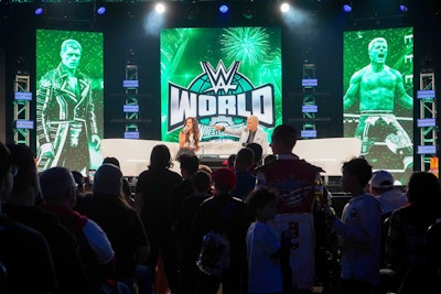“Superstar and legend involvement at WWE World is front and center with over 150 appearances across the event,” according to Fanatics. “The fan experiences also really allow WWE Universe [as the fan base is called] to become a part of the WWE by bringing out authentic sets, a full match ring, a superstar entrance, and memorabilia displays that they have likely only ever seen at a previous event or on TV.”