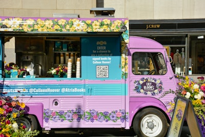 “Our overall intention with this activation was to bring notable aspects of the story to life, which meant it was up to us to honor Colleen Hoover’s writing and fans’ imaginations,” Britney Lefkovits, head of marketing and operations at Food Truck Promotions, previously told BizBash. She also noted that a mobile activation was chosen rather than a standstill pop-up shop “first and foremost, [because] branded vehicles are inherently attention-grabbing, so they get brands noticed quickly. At the same time, different from a traditional storefront, the mobility of a truck allows you to occupy unconventional and exciting locations.”