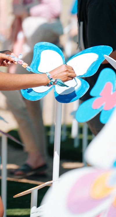 In addition to Method's Coachella activation, the brand also activated at the festival's campgrounds, most notably with its 'Field of Showers' display. At the start of the festival, the Field of Showers was a blank canvas of plain sculptures of butterflies, flowers, and waves—which attendees could then bring to life with paint. (The shapes of the sculptures represented the designs of the Method scents festivalgoers could interact with throughout the festival.)