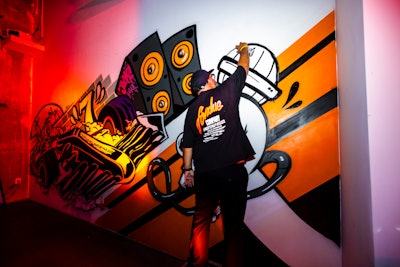 Renowned contemporary artist Surge revealed a live mural.