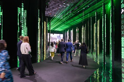 Guests were ushered into the event via a tunnel that displayed “digital rain” consisting of symbols representing Robin Hood’s work—a nod to similar code in The Matrix.