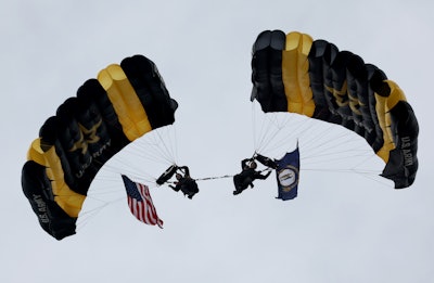 The U.S. Army Golden Knights skydiving specialists parachuted into Churchill Downs prior to Judd’s performance of the national anthem. In addition, the U.S. Army hosted a 360-degree interactive photo booth in the infield.