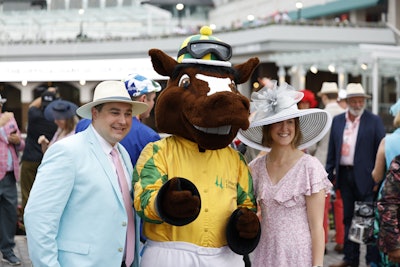 Guests posed with Churchill Charlie, the Churchill Downs mascot.