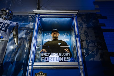 A Zoltar machine featuring head coach Dan Campbell read the fortunes of guests.