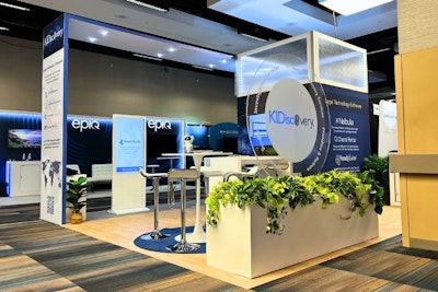 Actual installation of KLDiscovery booth in the New York Hilton Midtown