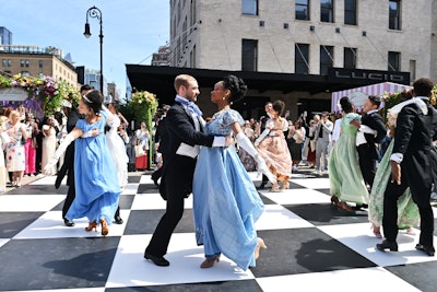 The promenade also featured live costumed performances, a string quartet, beauty giveaways, light bites and beverages, Regency-style portraits, and exclusive Bridgerton merch.
