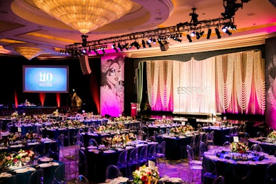 For ESSENCE magazine's 10th annual Black Women in Hollywood Awards in 2017, the brand's Candace Montgomery and Jovanca Maitland asked Kleinhaut and her team to draw inspiration from African American visual artist Mickalene Thomas. 'We worked with the ESSENCE team to incorporate her overall visual identity into the stage design, step-and-repeat, graphics, and tabletop,' remembered Kleinahut. 'It was one of the most meaningful and fruitful outcomes in a gorgeous, immersive, and cohesive event experience.'