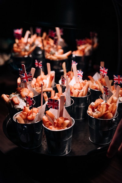 Mini fish and chips with tartar sauce was served in honor of Red, White & Royal Blue.