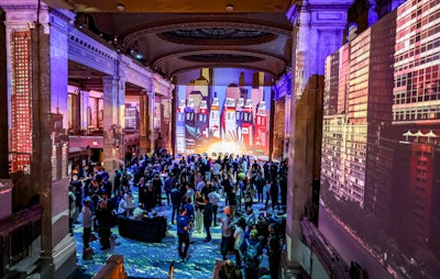 Guests mingled over drinks and cocktails including the “SailGP Spritz,” then gathered on the ground floor for speeches from SailGP CEO and sailing legend Russell Coutts and New York City Tourism COO Natalie Koepff. This was followed by a roundtable panel featuring four members of the SailGP USA team.