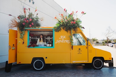 In LA, a stand-alone fruit stand was reimagined as a fruit truck—which doubled as an on-the-go floral shop where 1,200 guests were invited to curate their own bouquet. There was also a DJ on site spinning Brazilian beats, and custom-embroidered totes were handed out to those who made an SDJ purchase at the West Coast Ulta location in Burbank.