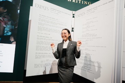 An exhibit highlighting writing featured life-size manuscript pages from the Emmy contenders.