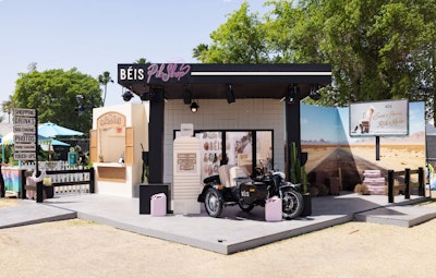 One of Marcetic's favorite projects of 2024 is the BÉIS Stagecoach partnership. 'We built a pit stop, taking inspiration from Prada Marfa and roadside gas stations, to give you a place to come in and shop festival-sized bags (or order the bigger ones on display to your home),' she says.