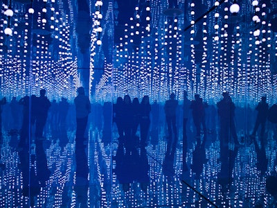 In 2014, Microsoft brought its 'Infinity Room' consumer experience to San Francisco to illustrate the significance of harnessing data. The interior light display was intended to create a sense of infinity and included specially treated mirrors that transformed from providing a reflection to a display screen showing animations. See more: See How One Tech Activation Made Data Look Cool