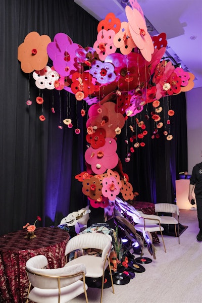 Records were used as event decor in one space.
